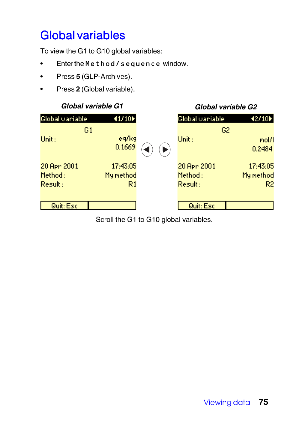 Global variables | Hach-Lange TITRALAB Users Guide User Manual | Page 75 / 88