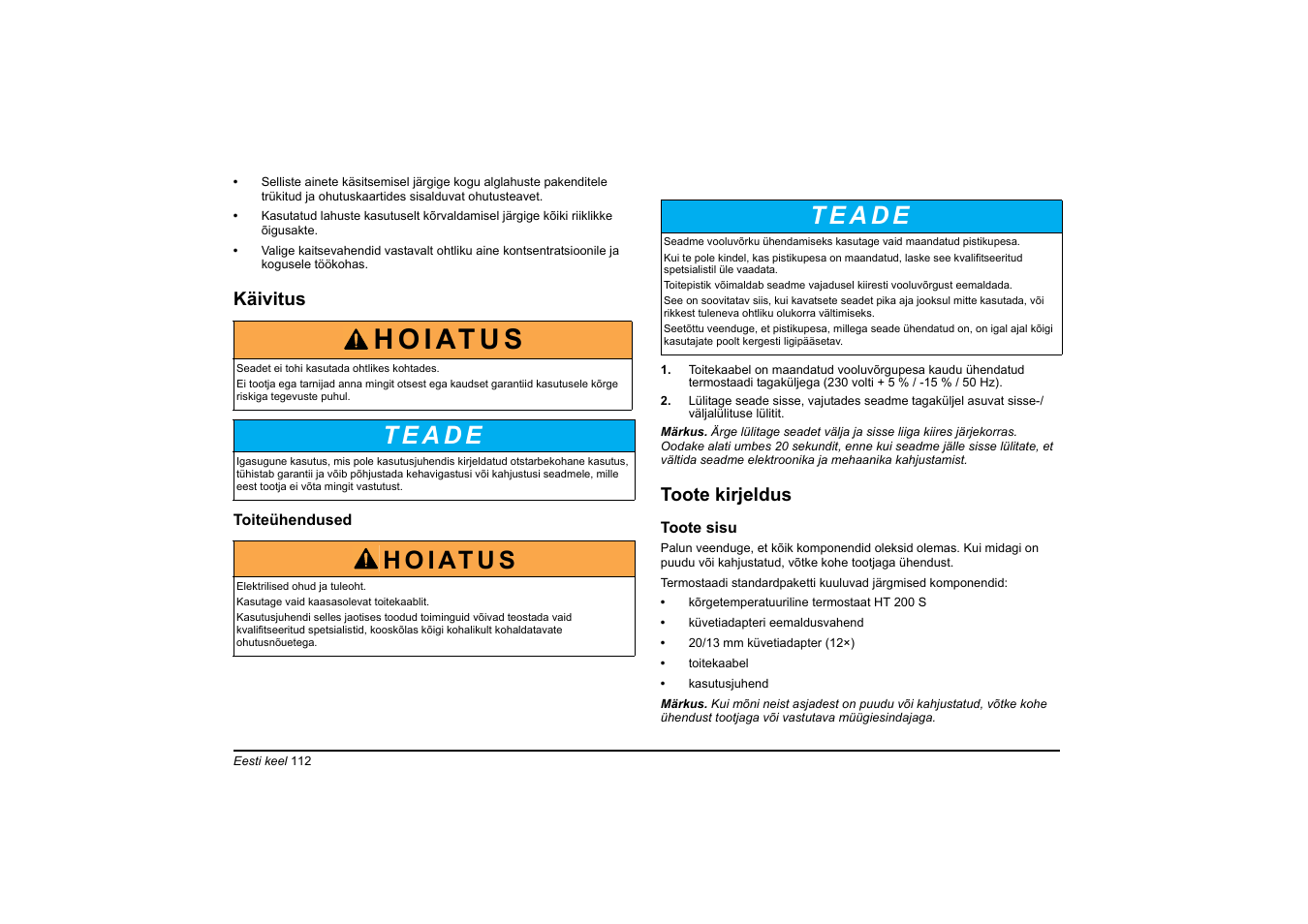 H o i at u s | Hach-Lange HT 200 S User Manual | Page 112 / 402