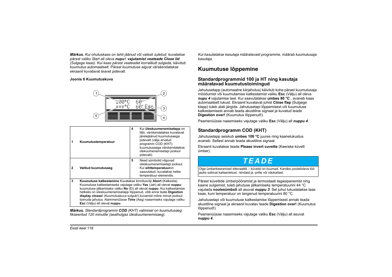 Kuumutuse lõppemine | Hach-Lange HT 200 S User Manual | Page 118 / 402