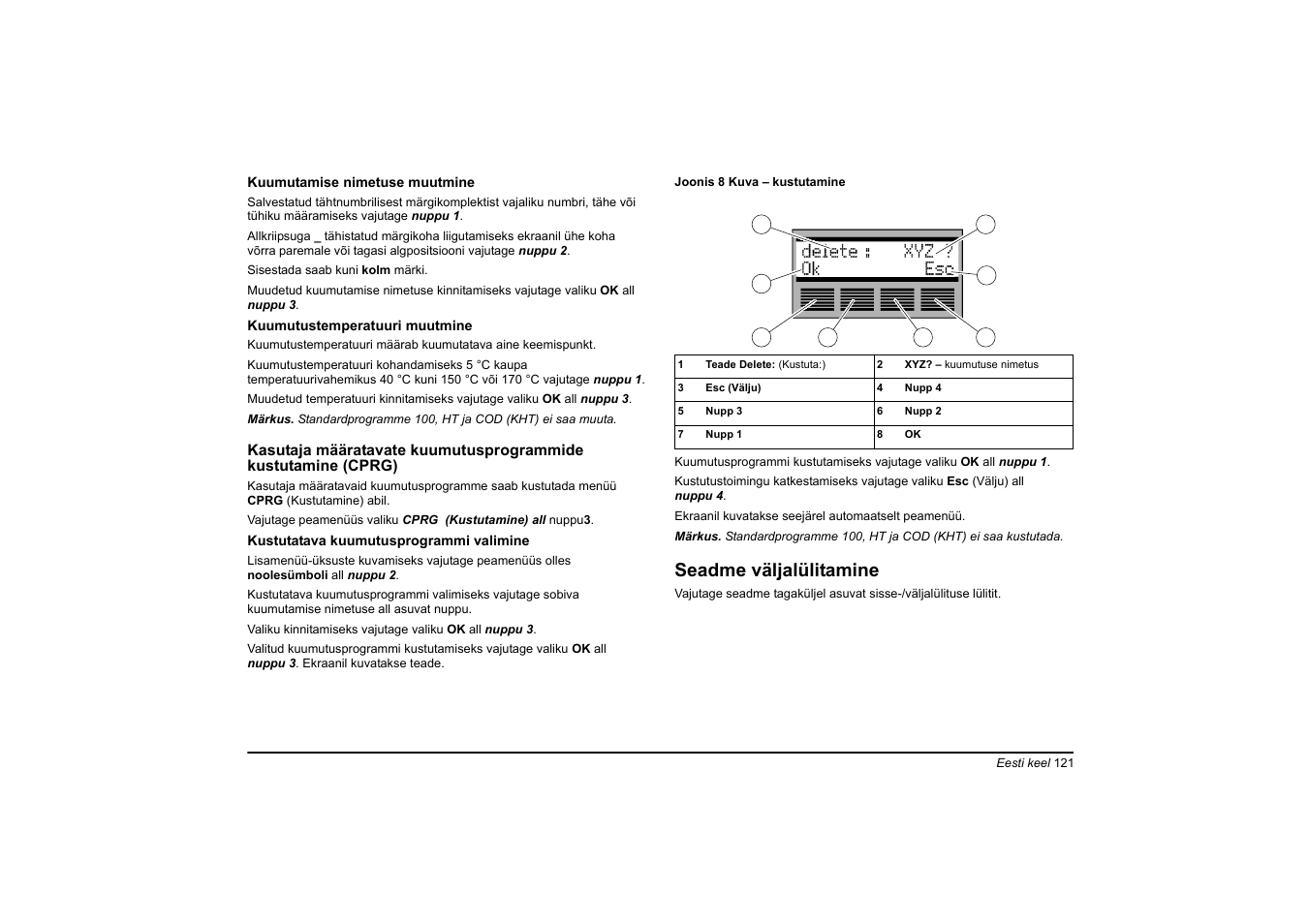 Seadme väljalülitamine | Hach-Lange HT 200 S User Manual | Page 121 / 402