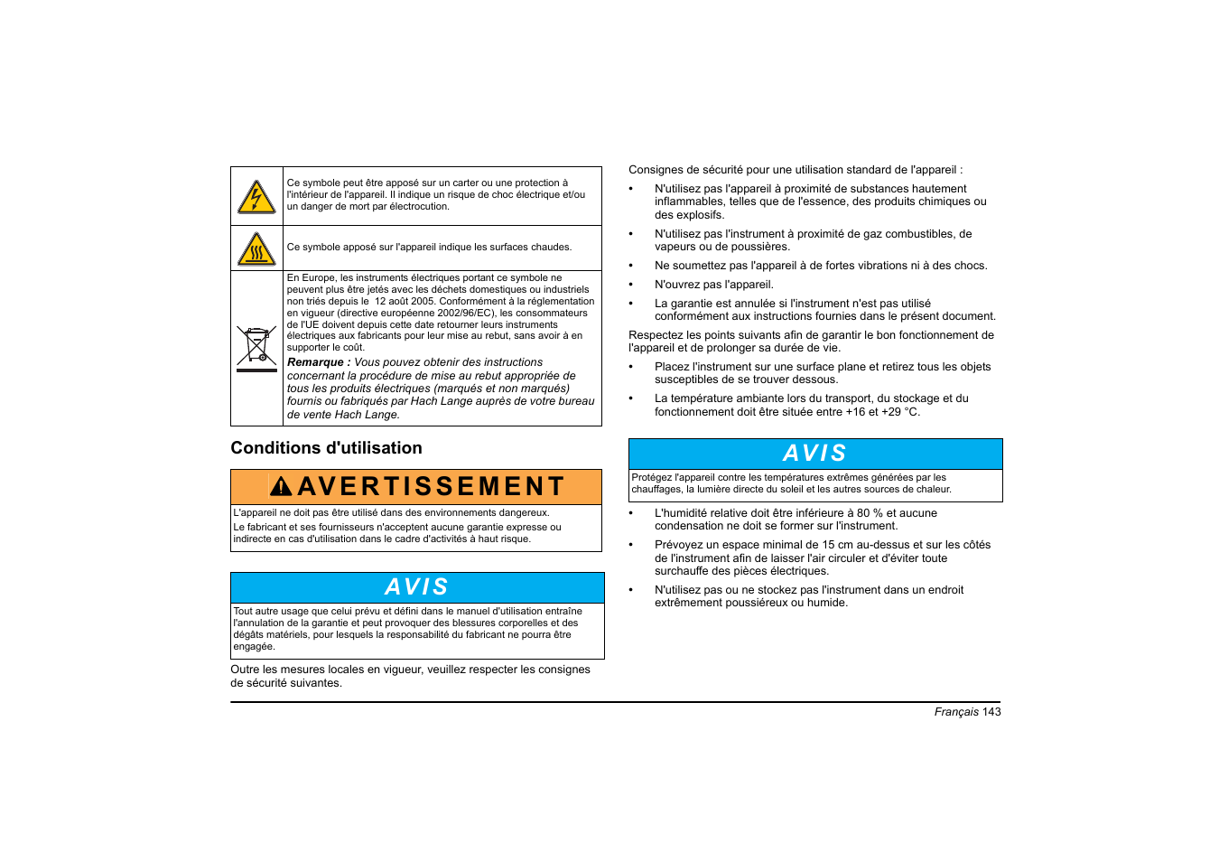 Av i s | Hach-Lange HT 200 S User Manual | Page 143 / 402