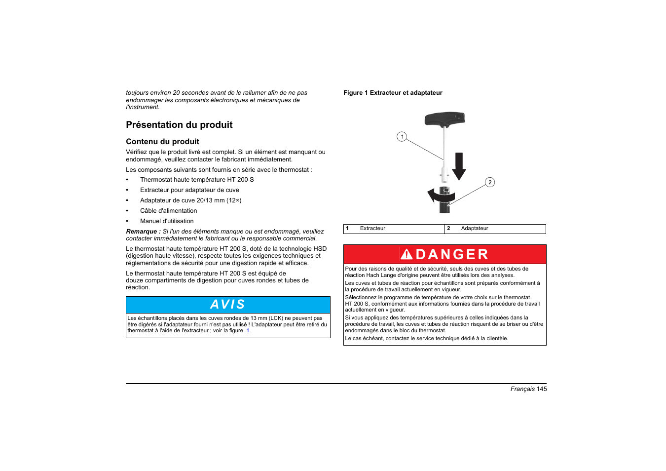 Av i s, Présentation du produit | Hach-Lange HT 200 S User Manual | Page 145 / 402