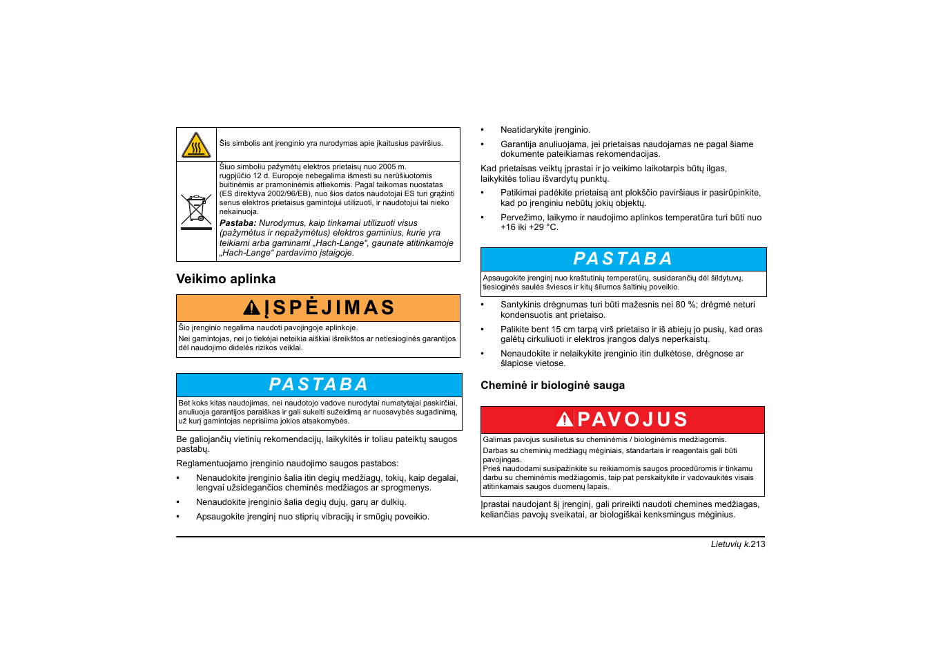 Pa s ta b a | Hach-Lange HT 200 S User Manual | Page 213 / 402