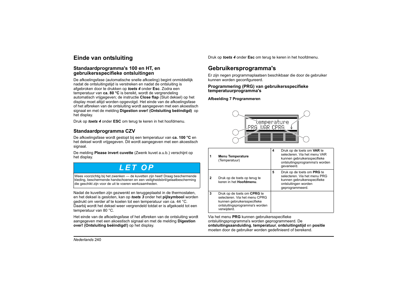 Einde van ontsluiting, Gebruikersprogramma's | Hach-Lange HT 200 S User Manual | Page 240 / 402