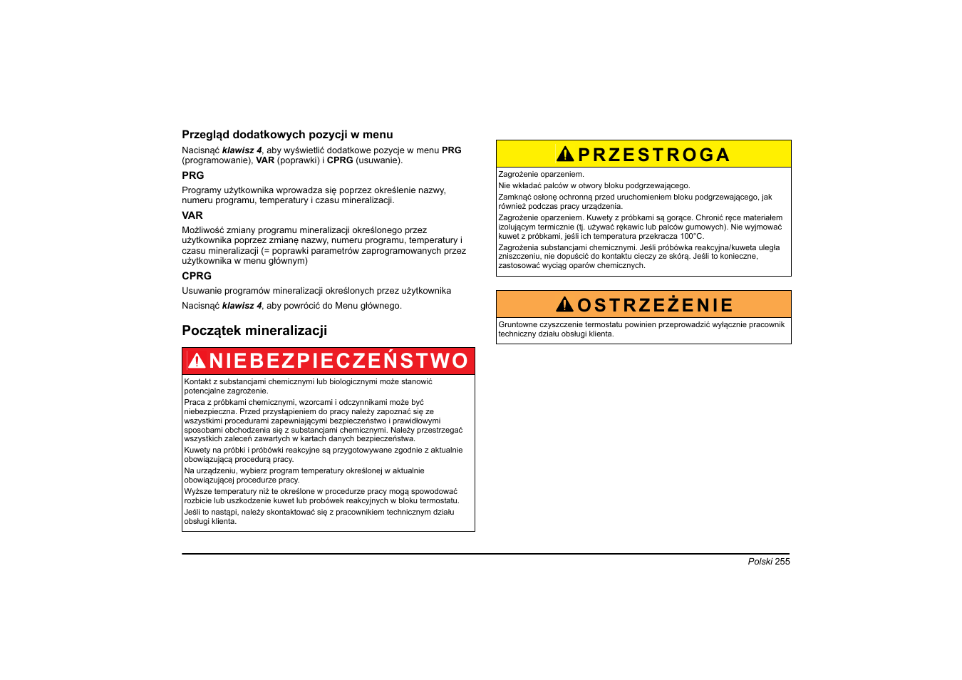 Niebezpieczeństwo | Hach-Lange HT 200 S User Manual | Page 255 / 402