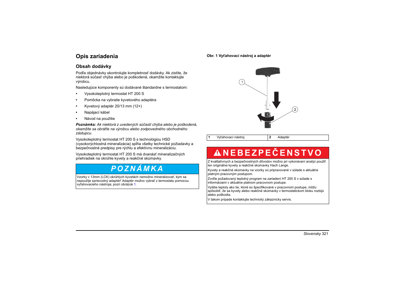 Opis zariadenia | Hach-Lange HT 200 S User Manual | Page 321 / 402