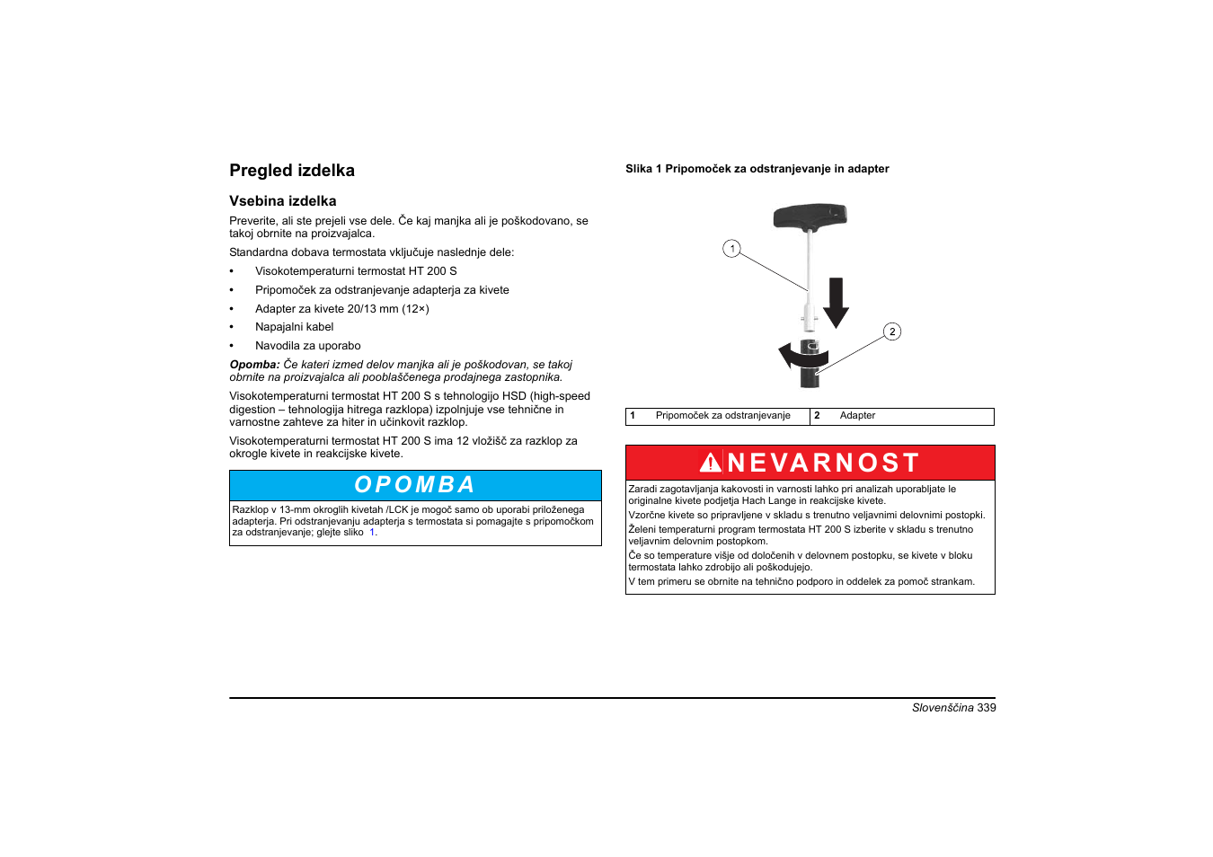 Pregled izdelka | Hach-Lange HT 200 S User Manual | Page 339 / 402