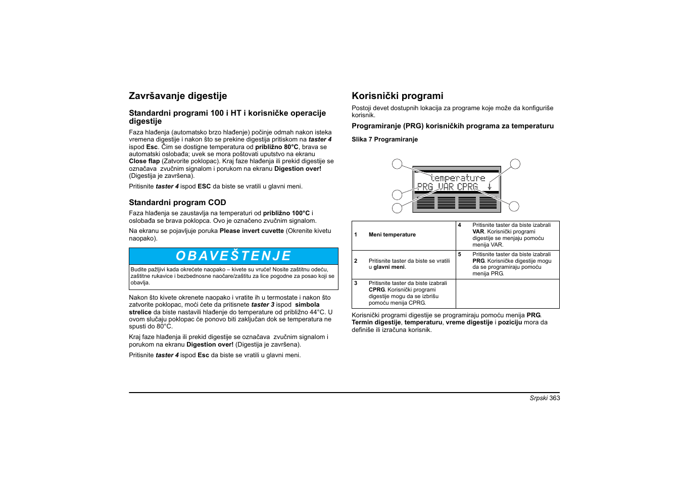 Završavanje digestije, Korisnički programi | Hach-Lange HT 200 S User Manual | Page 363 / 402
