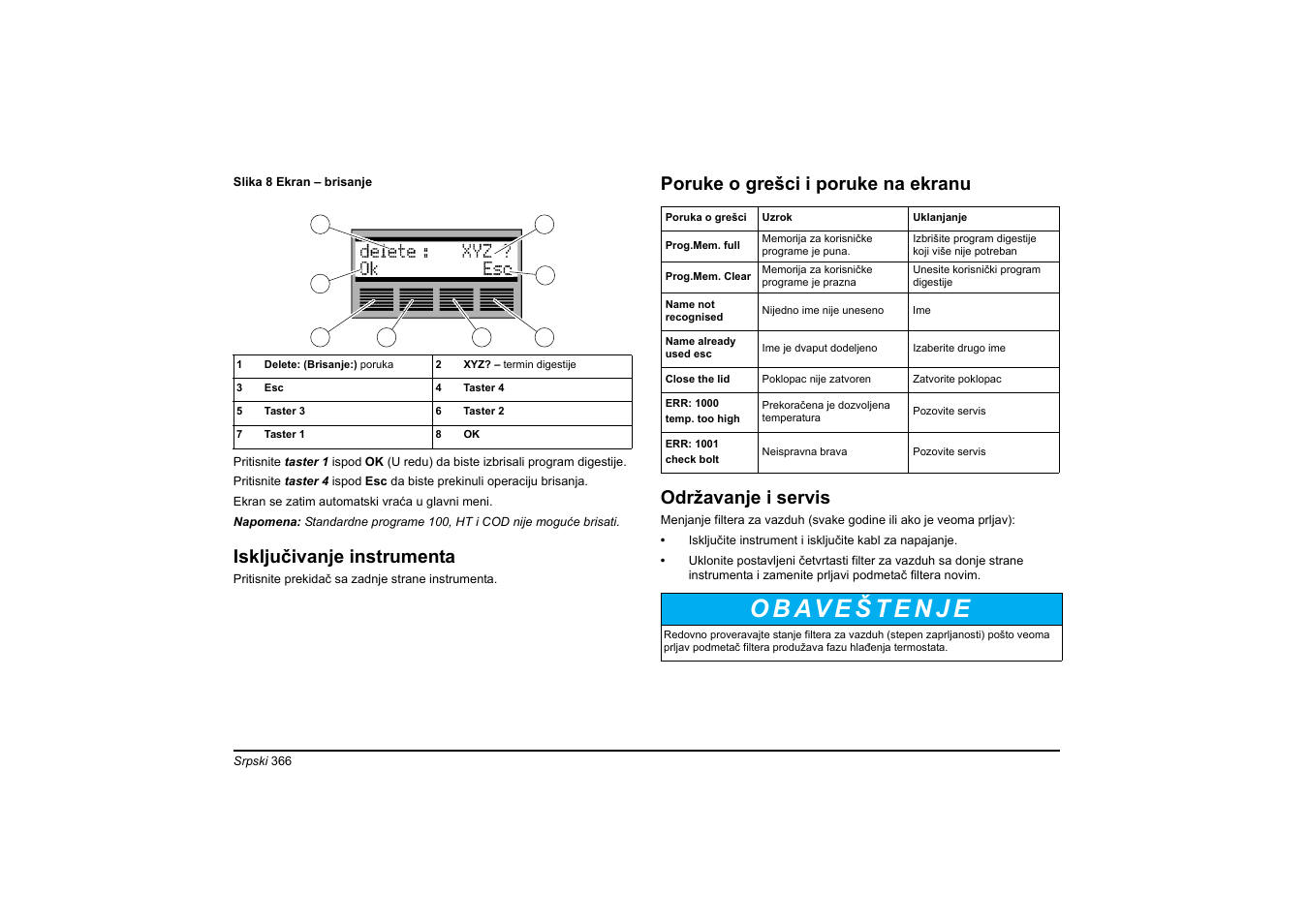 Isključivanje instrumenta | Hach-Lange HT 200 S User Manual | Page 366 / 402