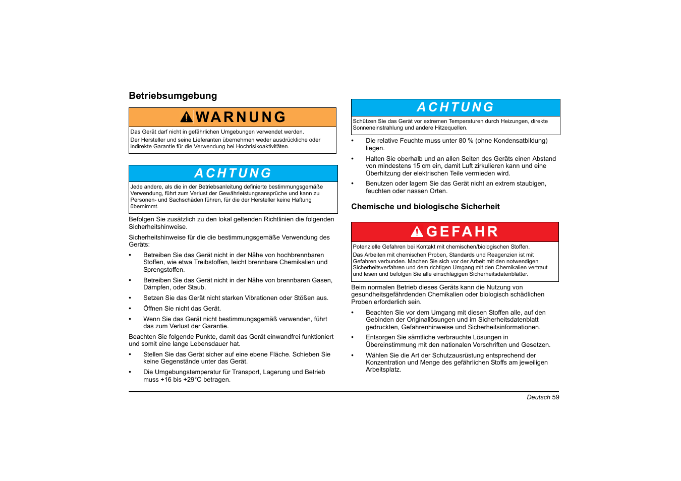 G e fa h r | Hach-Lange HT 200 S User Manual | Page 59 / 402