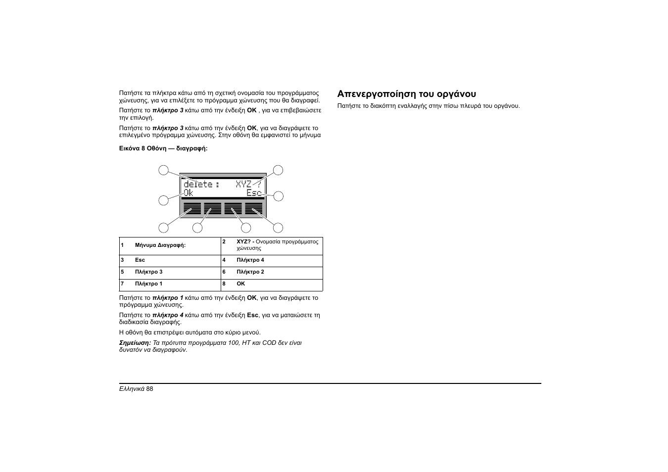 Απενεργοποίηση του οργάνου | Hach-Lange HT 200 S User Manual | Page 88 / 402