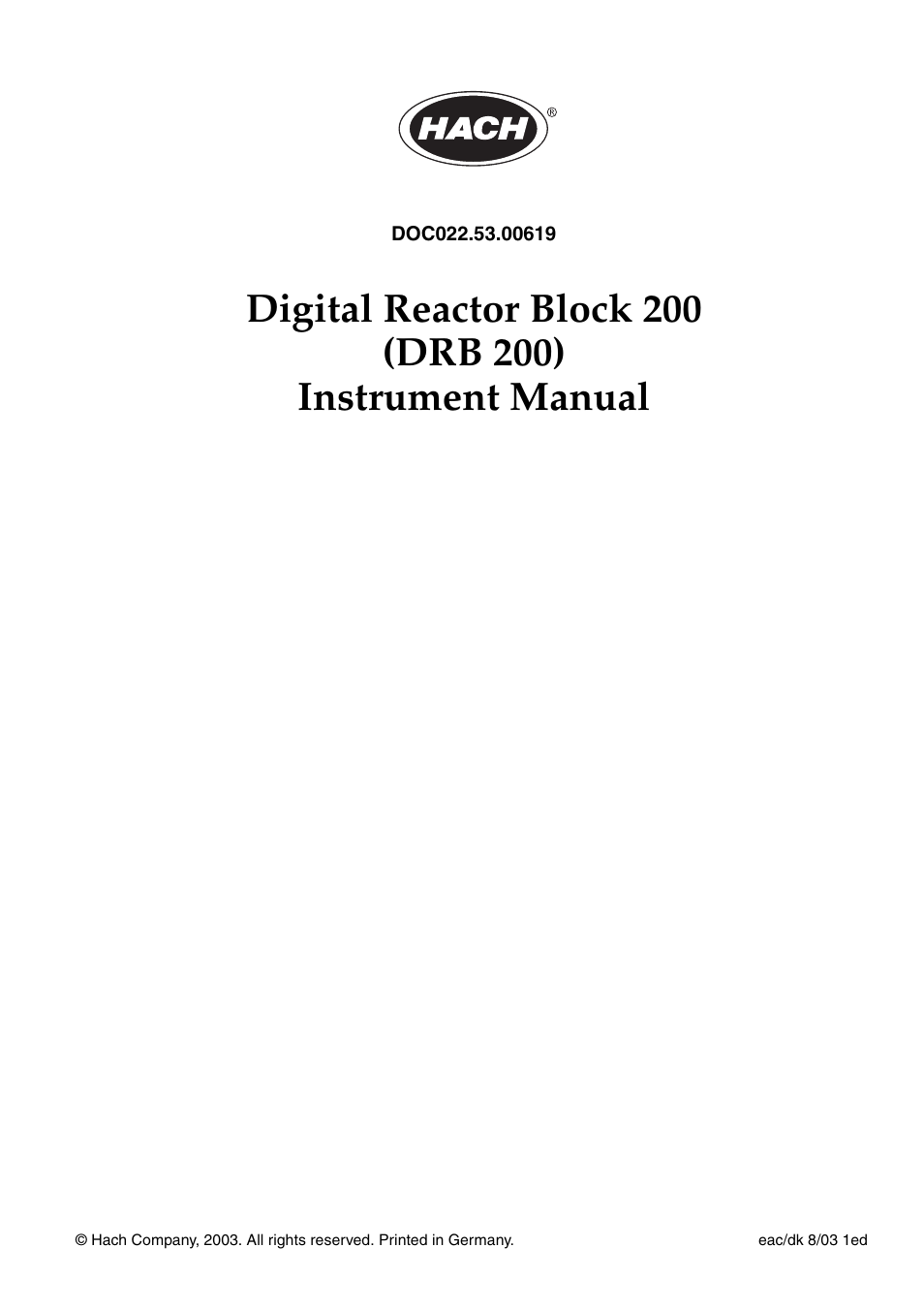Hach-Lange DRB 200 Thermostat User Manual | 32 pages