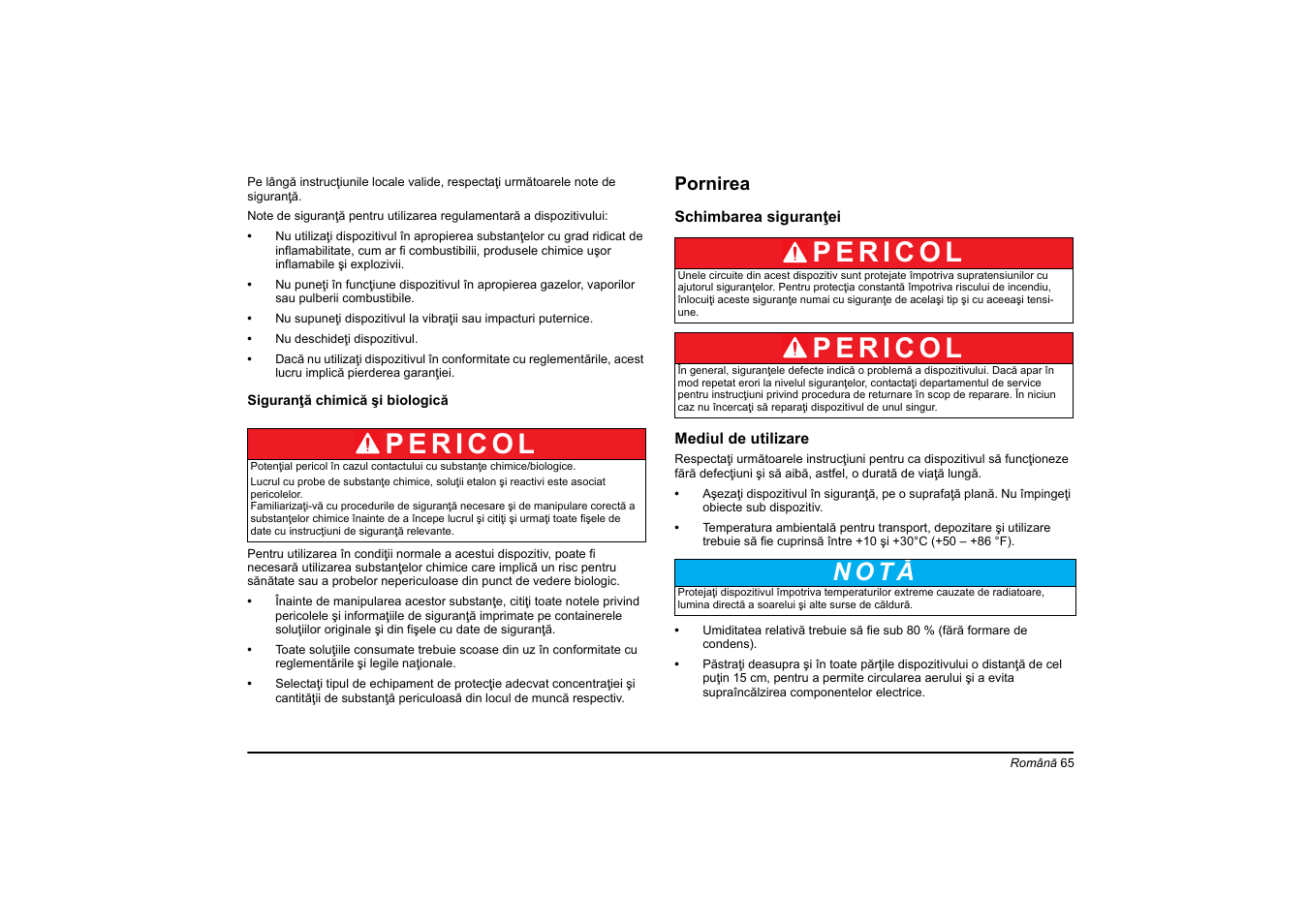 N o t ă | Hach-Lange LT20 User Manual | Page 65 / 89