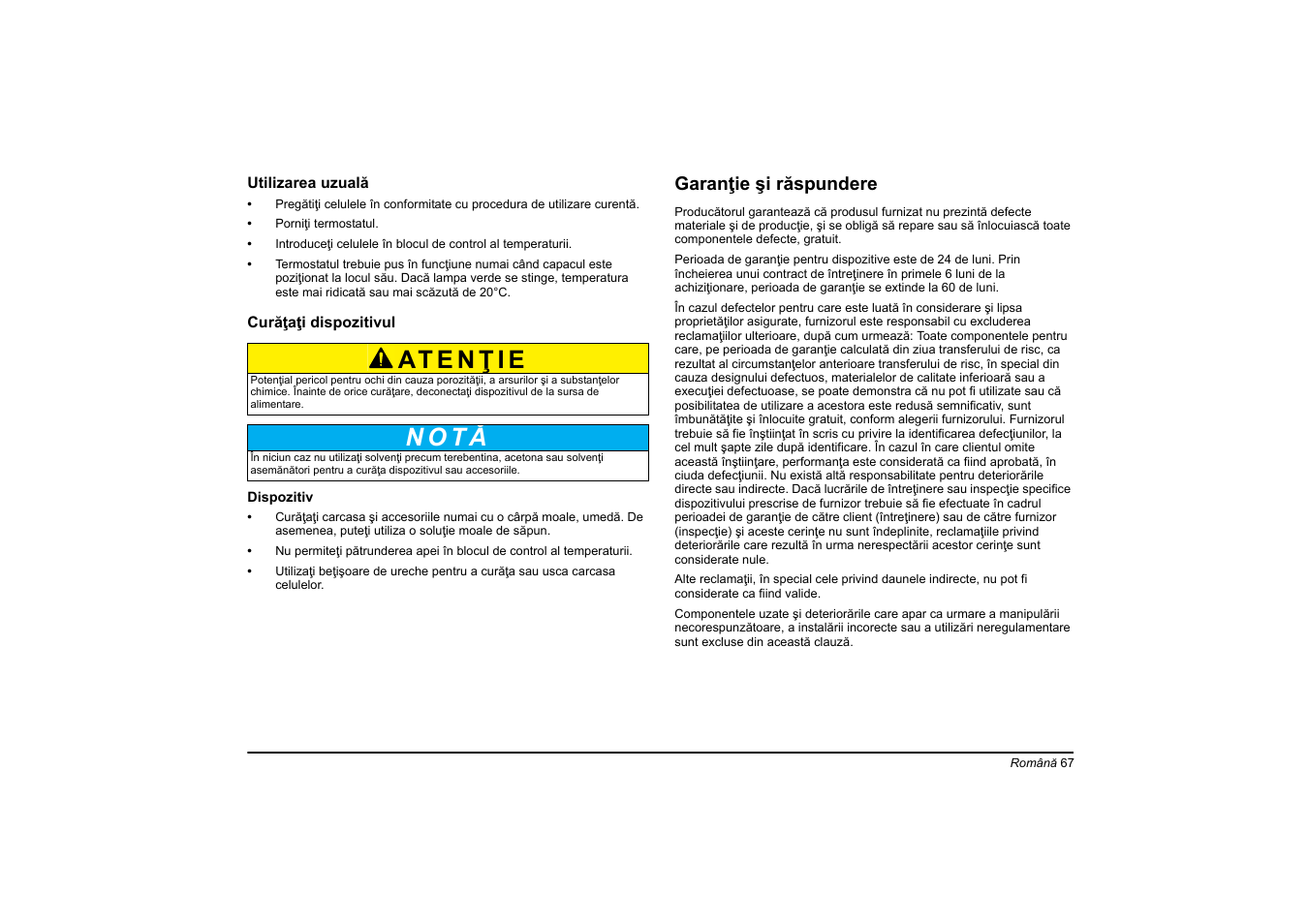 N o t ă | Hach-Lange LT20 User Manual | Page 67 / 89