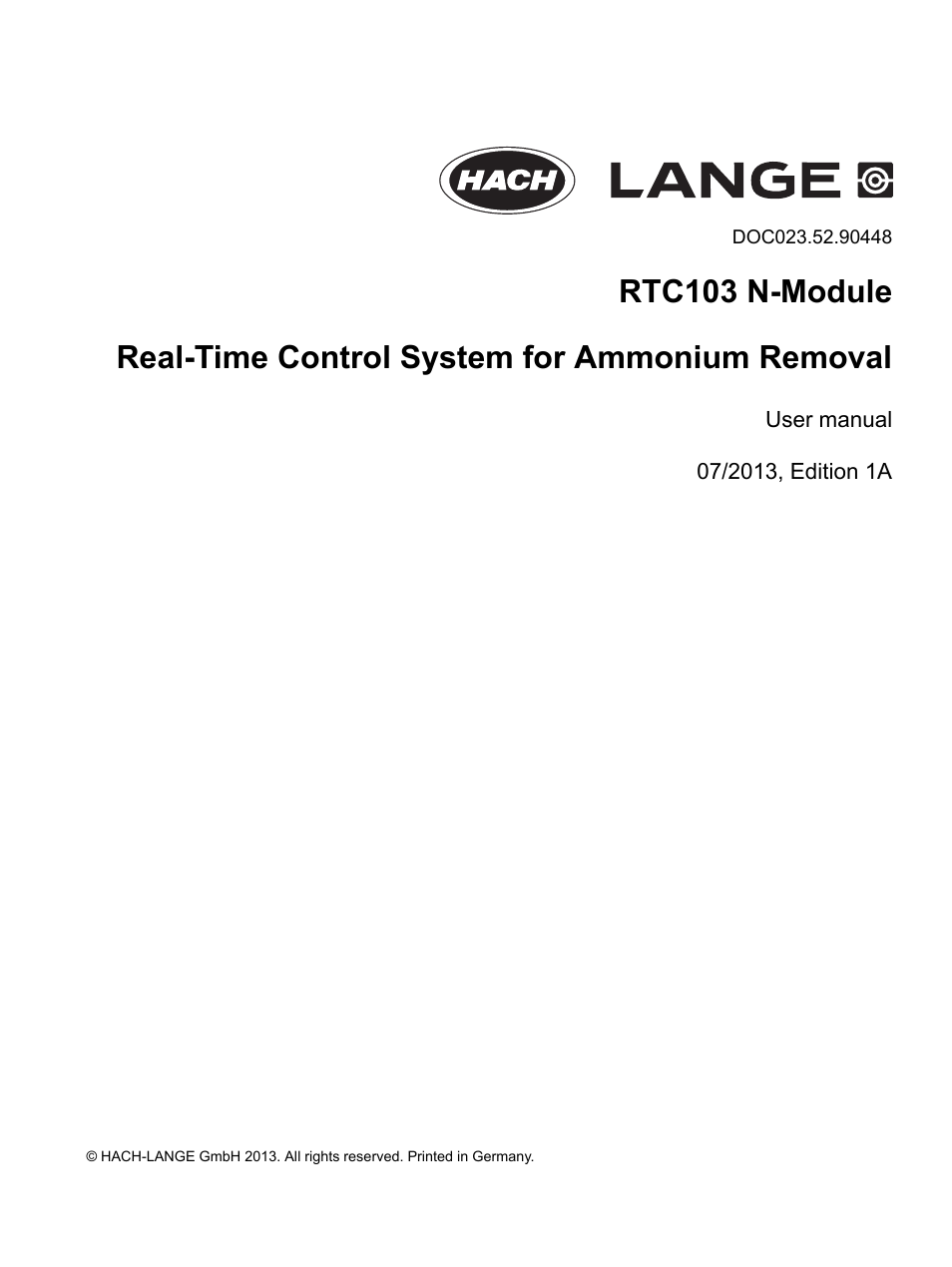 Hach-Lange RTC103 N-Module User Manual | 66 pages