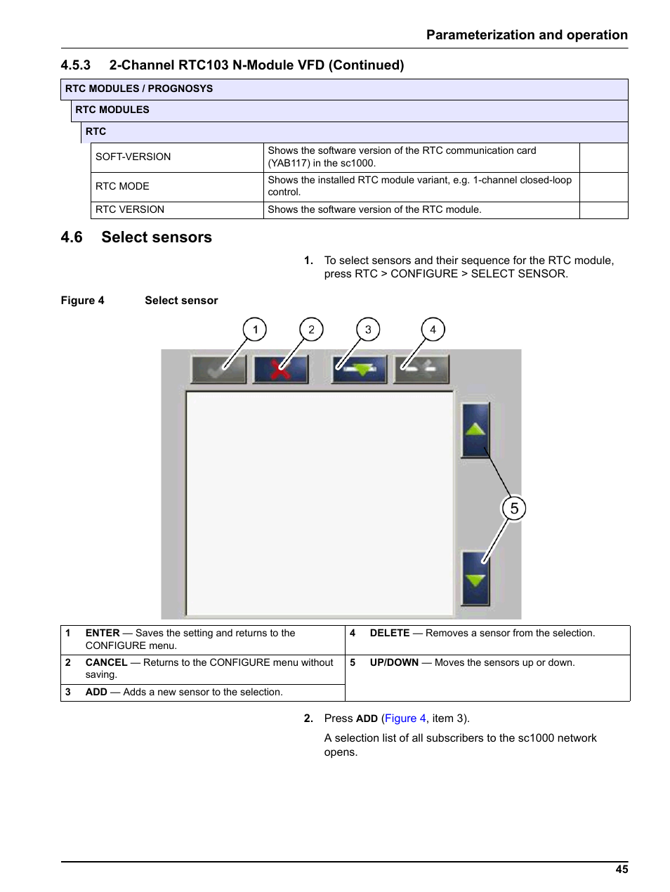 6 select sensors, Parameterization and operation | Hach-Lange RTC103 N-Module User Manual | Page 45 / 66