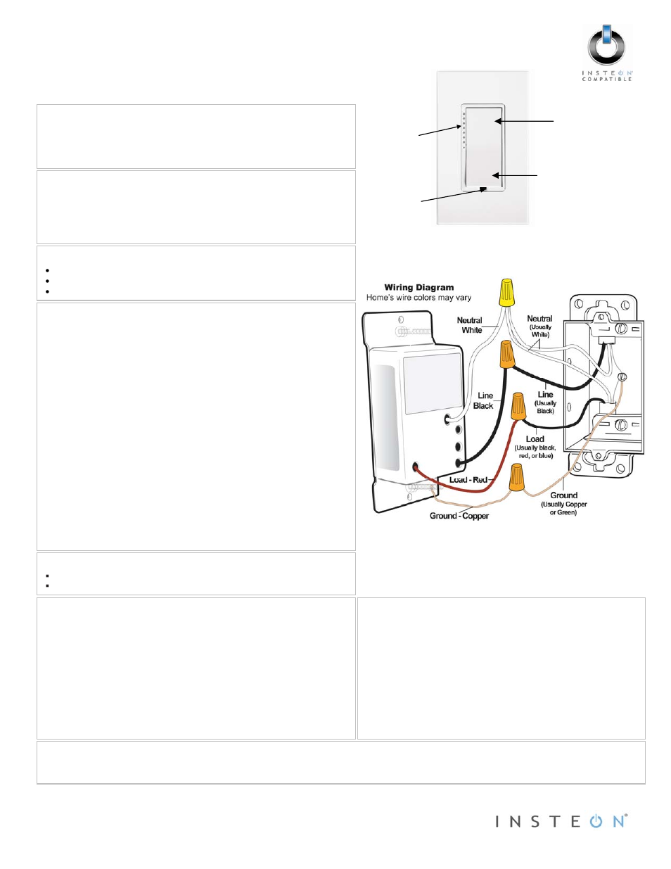 INSTEON SwitchLinc Relay (2476S) Quick Start User Manual | 1 page