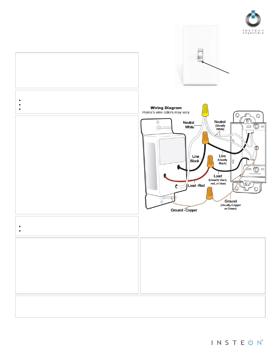 INSTEON ToggleLinc Relay (2466SW) Quick Start User Manual | 1 page