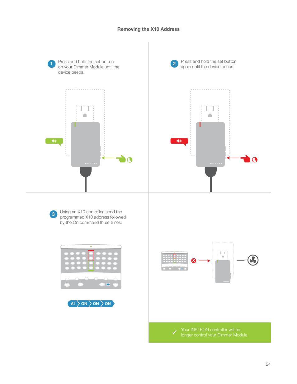 Removing the x10 address | INSTEON LampLinc Dimmer Module (Dual-Band) (2457D2) Manual User Manual | Page 24 / 33