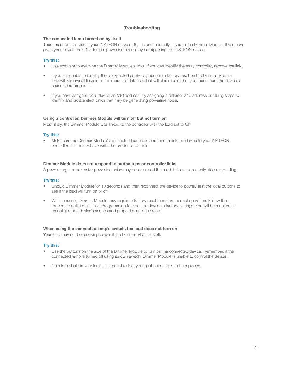 INSTEON LampLinc Dimmer Module (Dual-Band) (2457D2) Manual User Manual | Page 31 / 33
