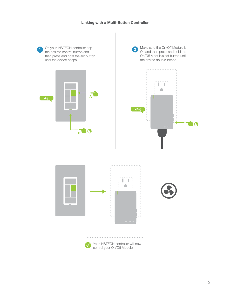 Linking with a multi-button controller | INSTEON On/Off Module (Dual-Band) (2635-222) Manual User Manual | Page 10 / 28