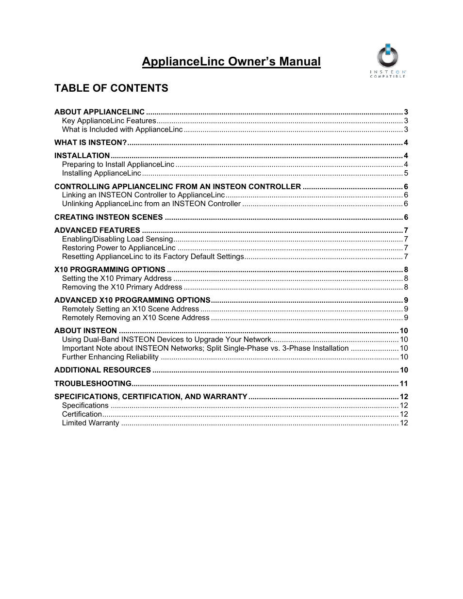 INSTEON ApplianceLinc (2456S3) Manual User Manual | Page 2 / 12