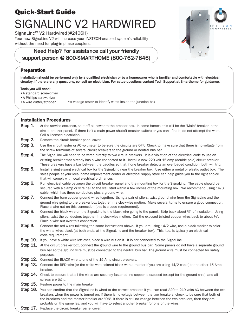 INSTEON SignaLinc (2406H) User Manual | 2 pages