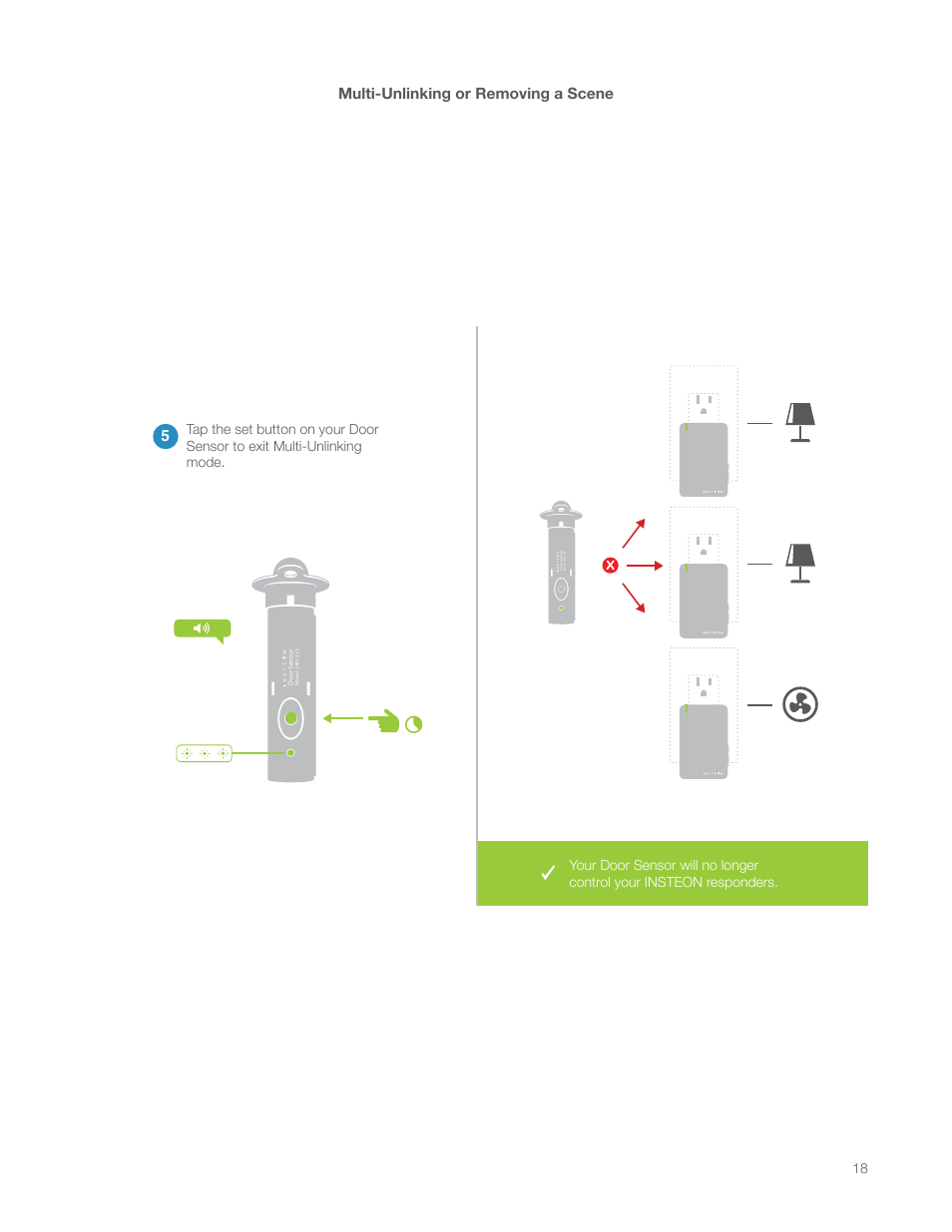 Multi-unlinking or removing a scene 5 | INSTEON Hidden Door Sensor (2845-222) Manual User Manual | Page 18 / 35