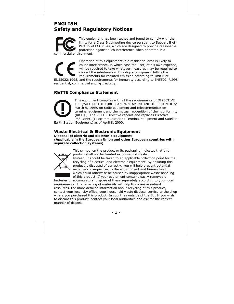 English safety and regulatory notices | INTELLINET NETWORK ICC-130 Quick Install Guide User Manual | Page 2 / 36