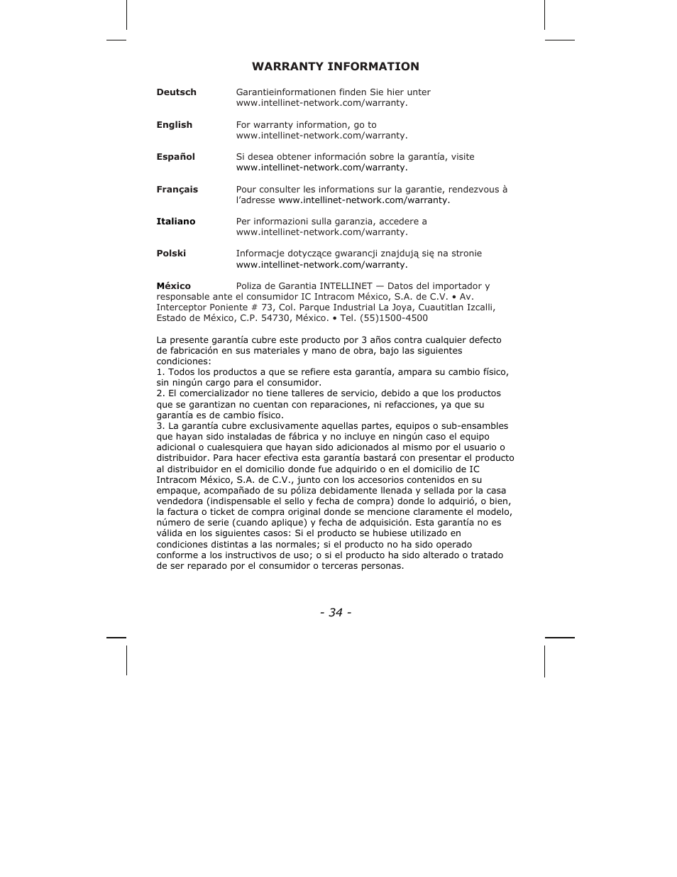 INTELLINET NETWORK ICC-130 Quick Install Guide User Manual | Page 34 / 36
