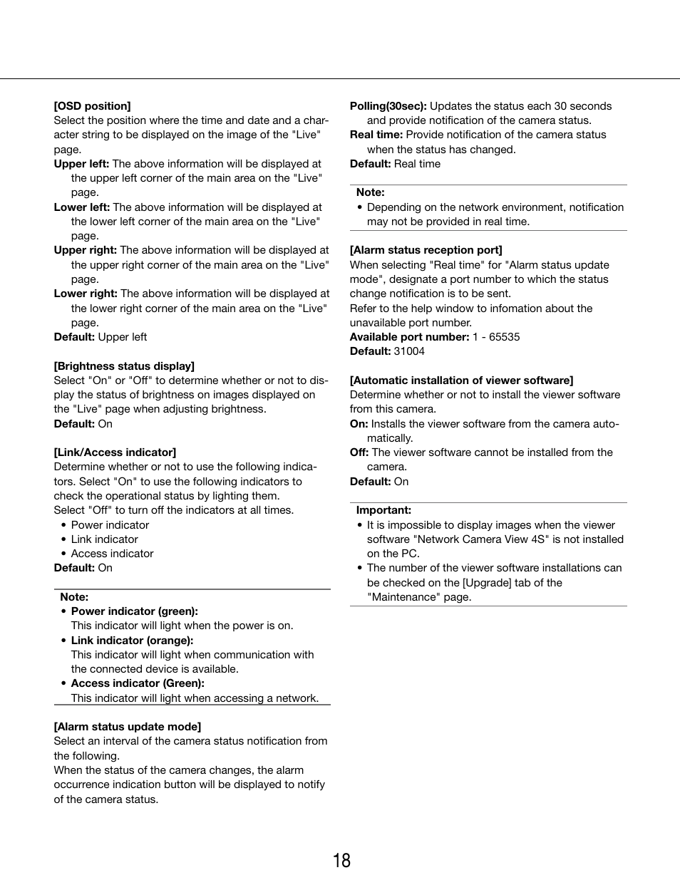 Panasonic WV-SP102 User Manual | Page 18 / 64