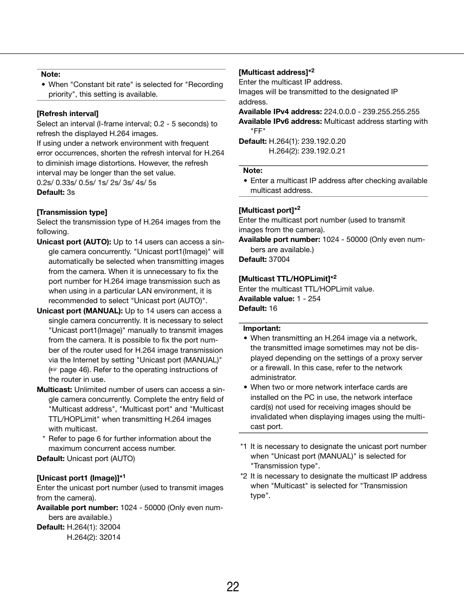 Panasonic WV-SP102 User Manual | Page 22 / 64