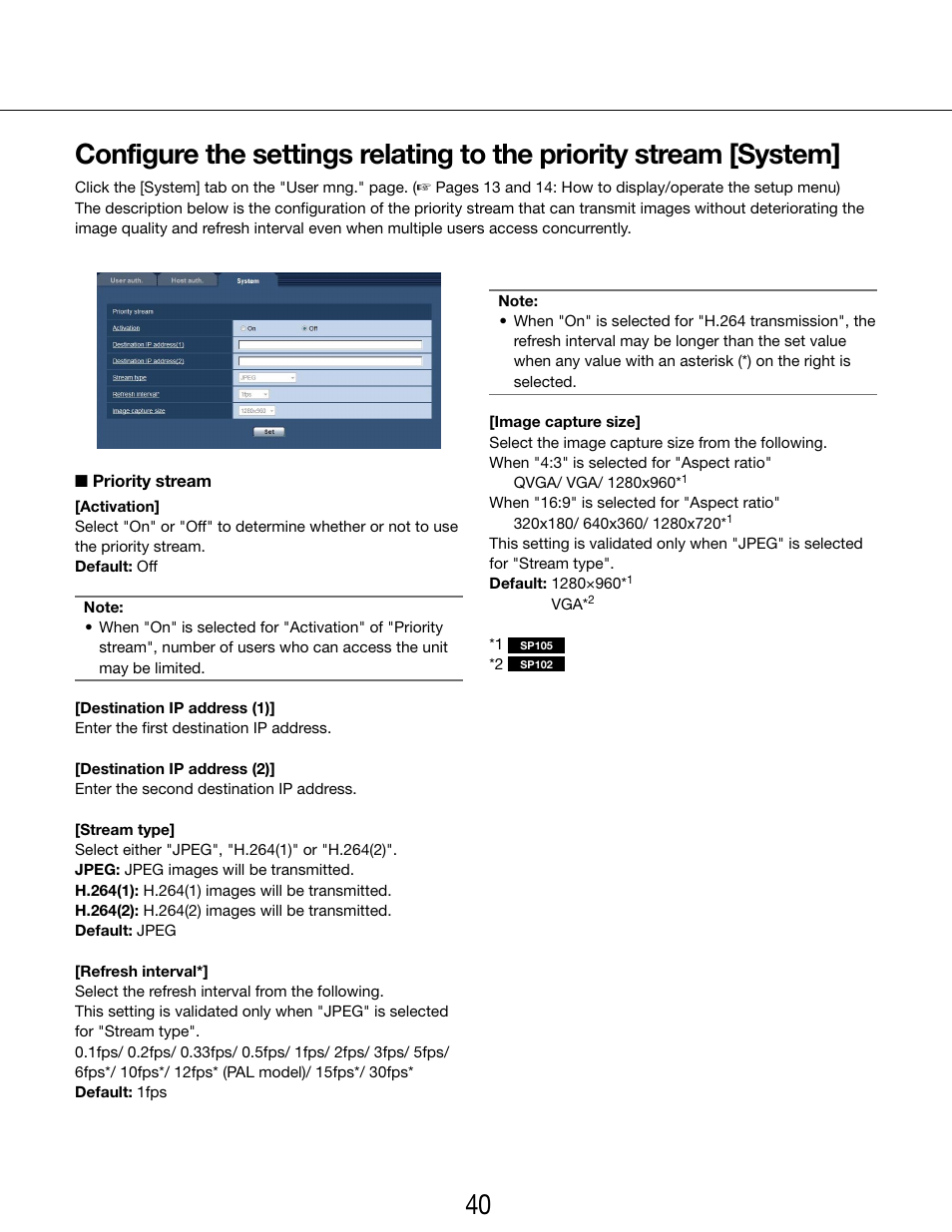 Panasonic WV-SP102 User Manual | Page 40 / 64