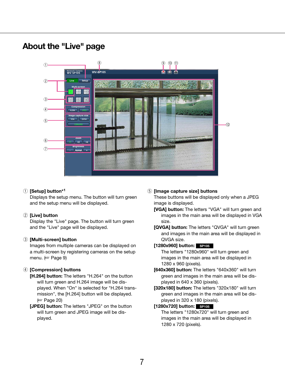 66 7 about the "live" page | Panasonic WV-SP102 User Manual | Page 7 / 64