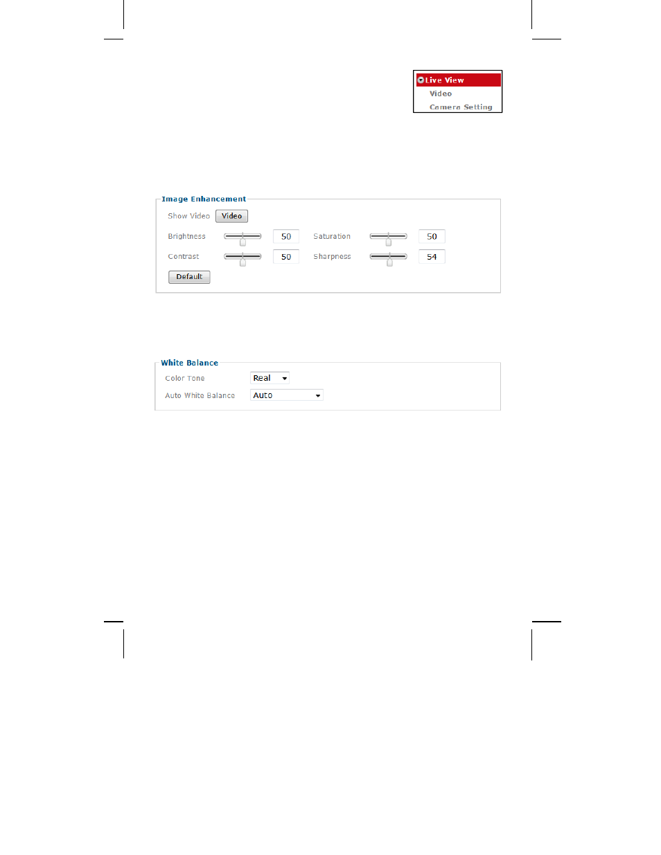 2 live view, Camera settings – image settings | INTELLINET NETWORK ICC-130 User Manual User Manual | Page 47 / 78