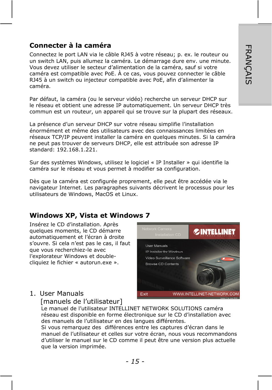 Françai s | INTELLINET NETWORK NSC15-WG Quick Install Guide User Manual | Page 15 / 36
