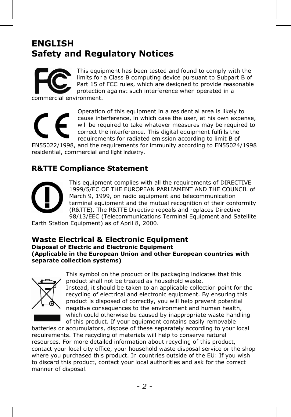 English safety and regulatory notices | INTELLINET NETWORK NSC15-WG Quick Install Guide User Manual | Page 2 / 36