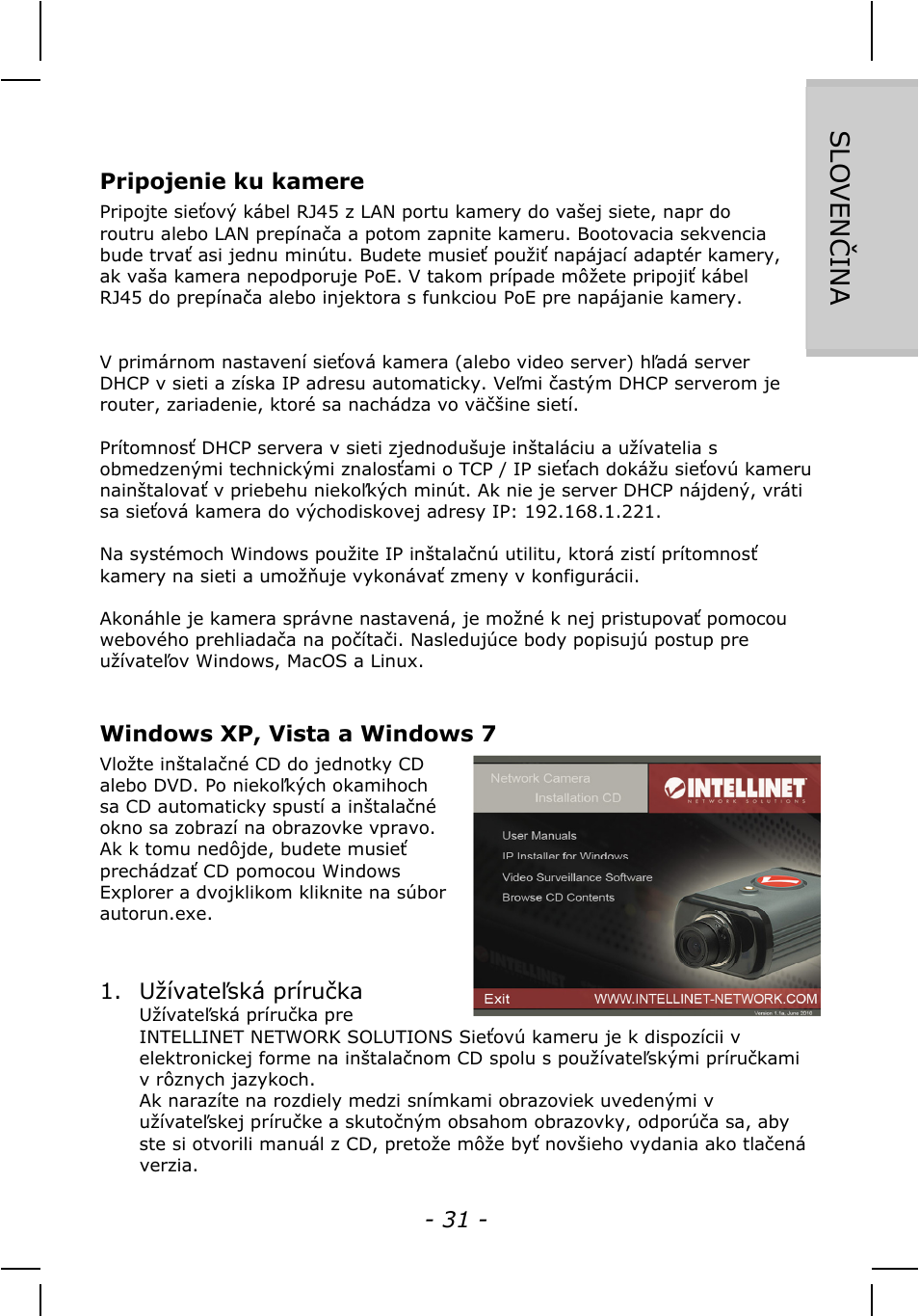 Sloven č ina | INTELLINET NETWORK NSC15-WG Quick Install Guide User Manual | Page 31 / 36