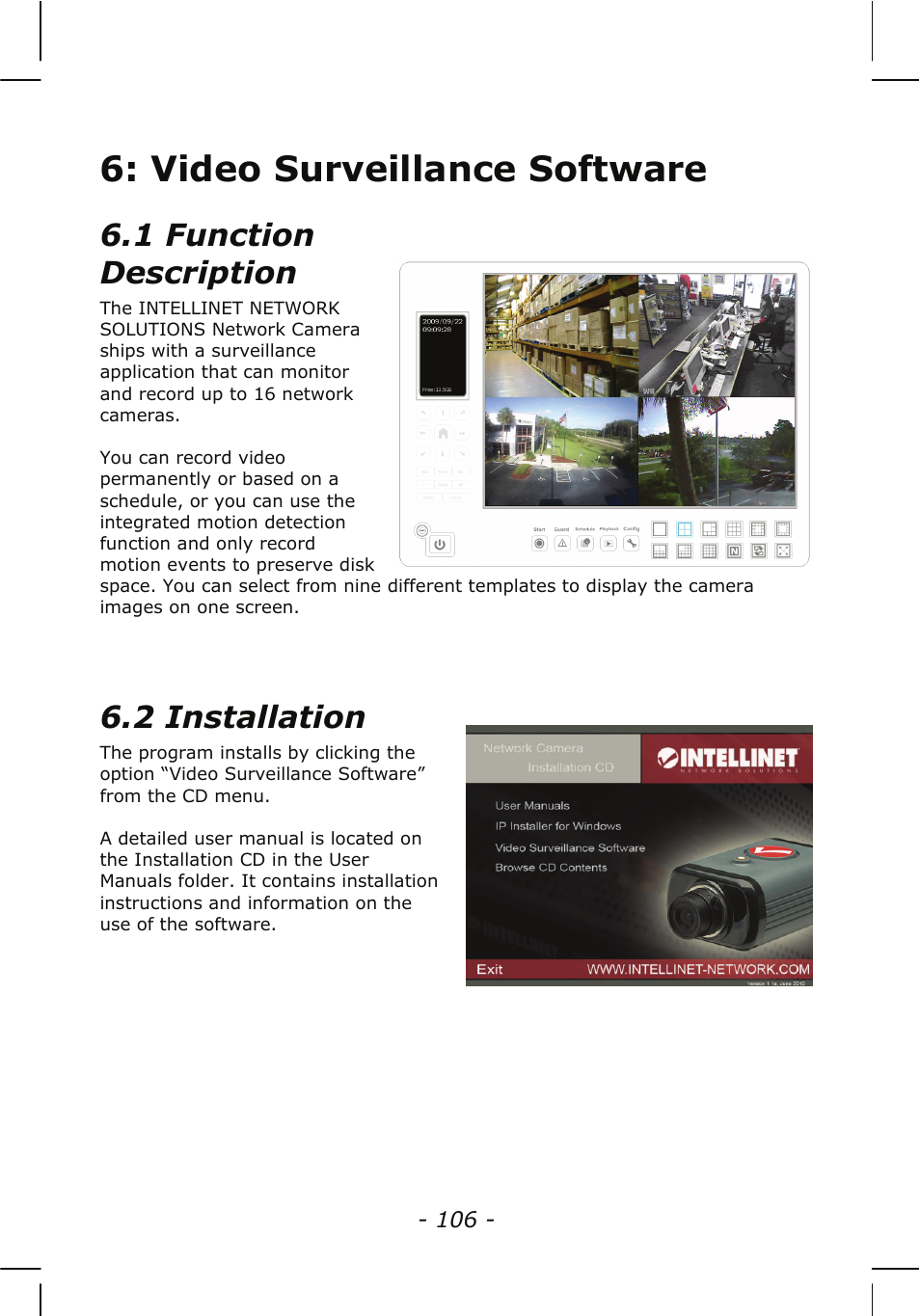 Video surveillance software, 1 function description, 2 installation | INTELLINET NETWORK NSC15-WG User Manual User Manual | Page 106 / 115