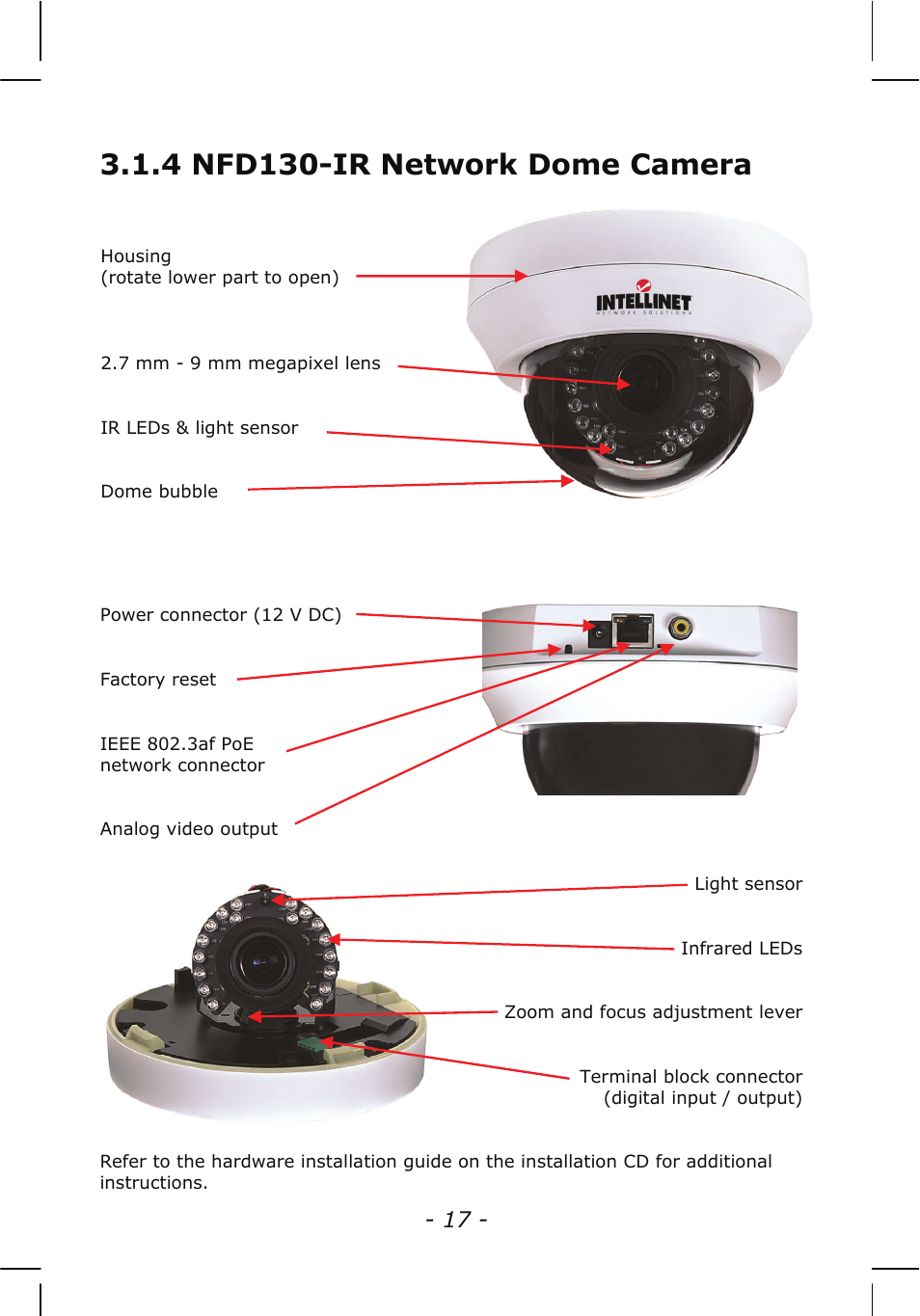 4 nfd130-ir network dome camera | INTELLINET NETWORK NSC15-WG User Manual User Manual | Page 17 / 115