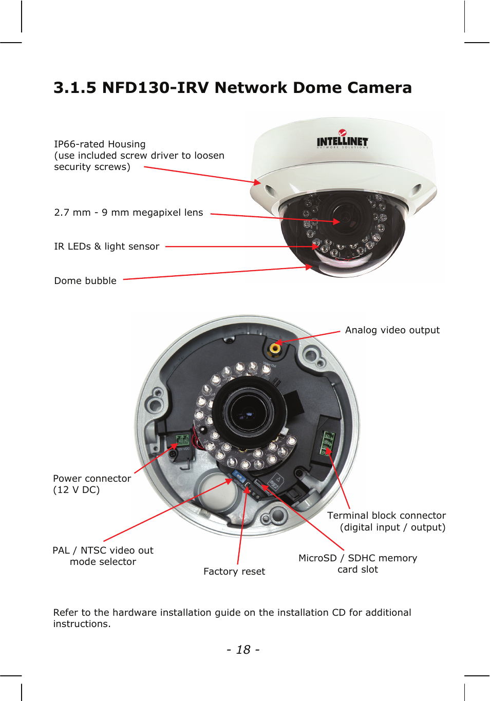 5 nfd130-irv network dome camera | INTELLINET NETWORK NSC15-WG User Manual User Manual | Page 18 / 115