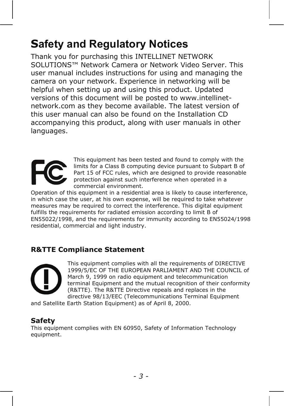 Safety and regulatory notices | INTELLINET NETWORK NSC15-WG User Manual User Manual | Page 3 / 115