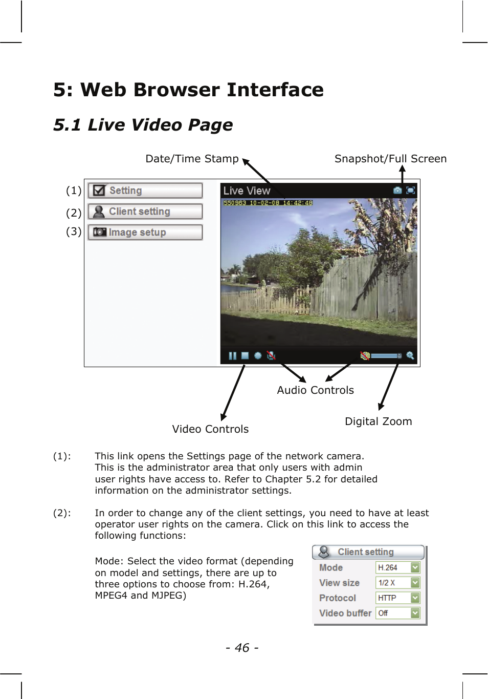 Web browser interface, 1 live video page | INTELLINET NETWORK NSC15-WG User Manual User Manual | Page 46 / 115