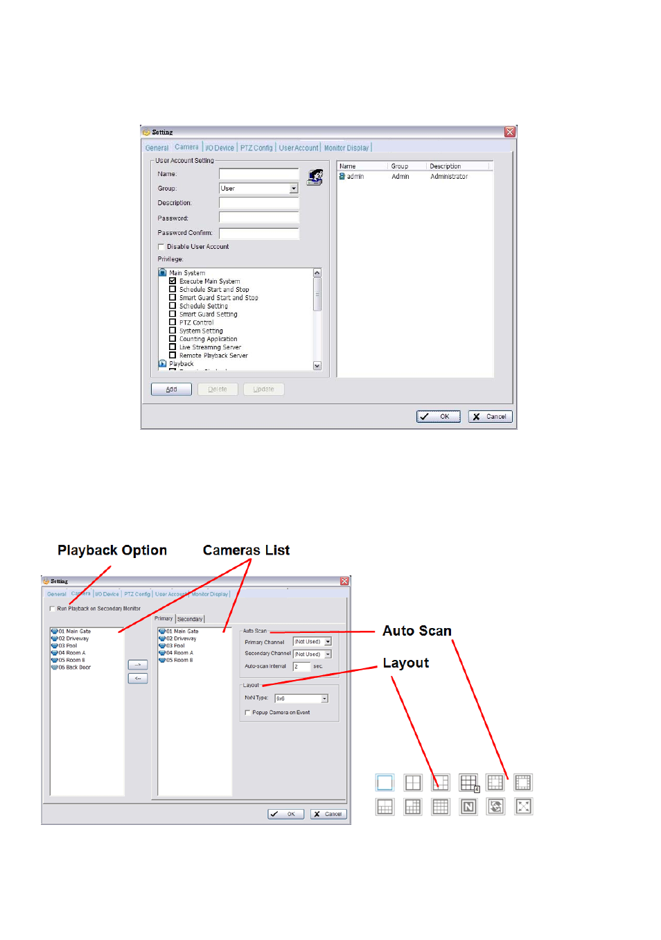 5 setting - user account, 6 setting – monitor display | INTELLINET NETWORK IDC-767IR Video Surveillance Software Manual User Manual | Page 50 / 87