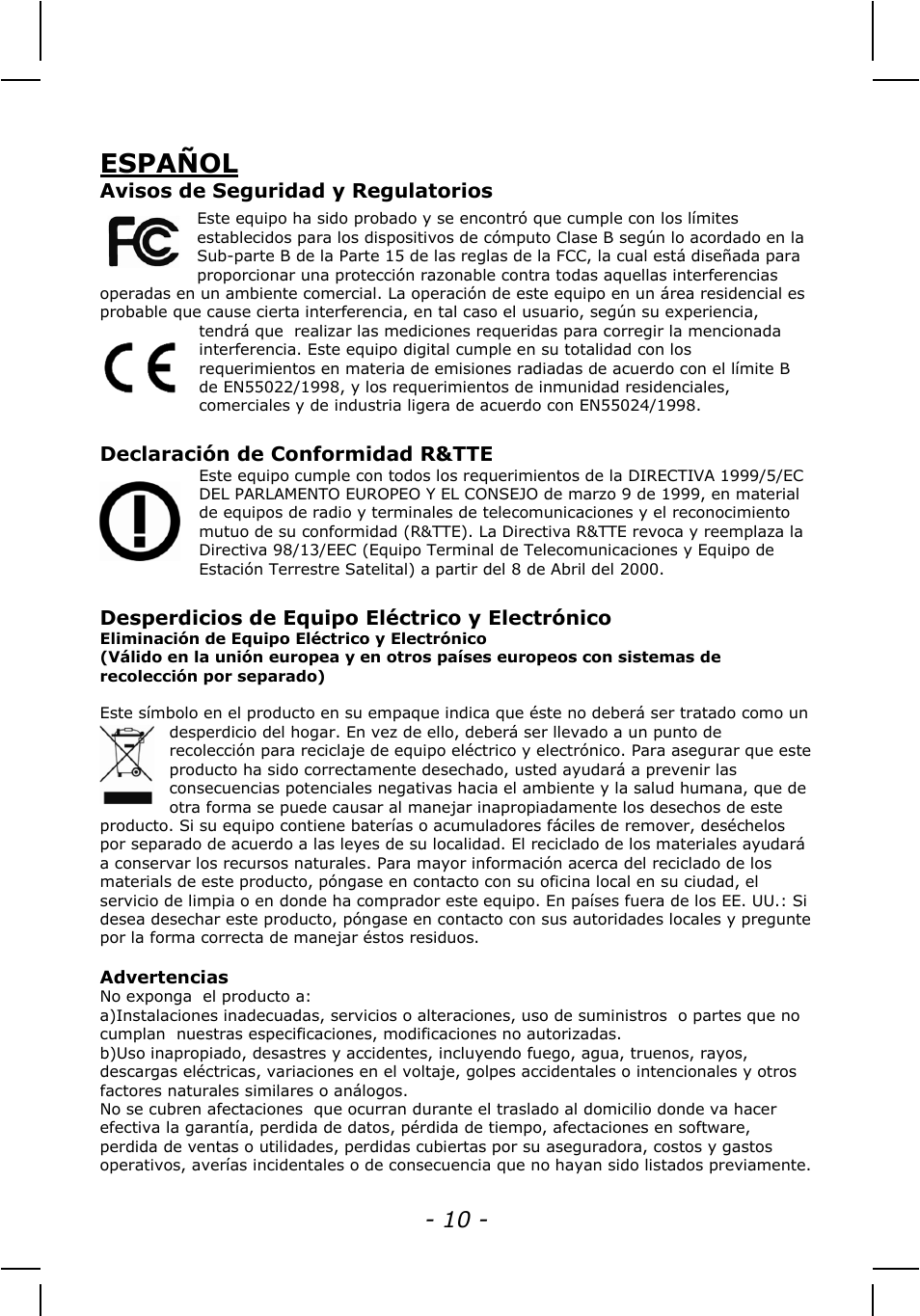 Español | INTELLINET NETWORK IDC-767IR Quick Install Guide User Manual | Page 10 / 36