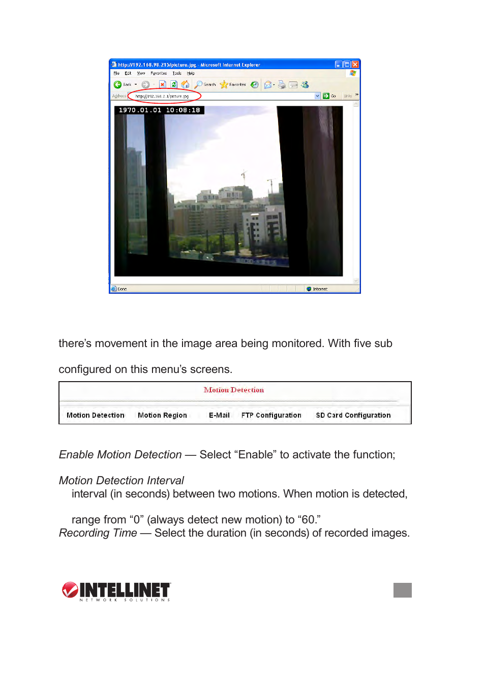 5 motion detection settings, 1 motion detection | INTELLINET NETWORK NSC18-WN User Manual User Manual | Page 29 / 60