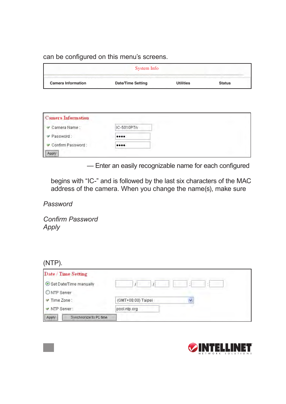 6 system info, 1 camera information, 2 date/time setting | INTELLINET NETWORK NSC18-WN User Manual User Manual | Page 34 / 60