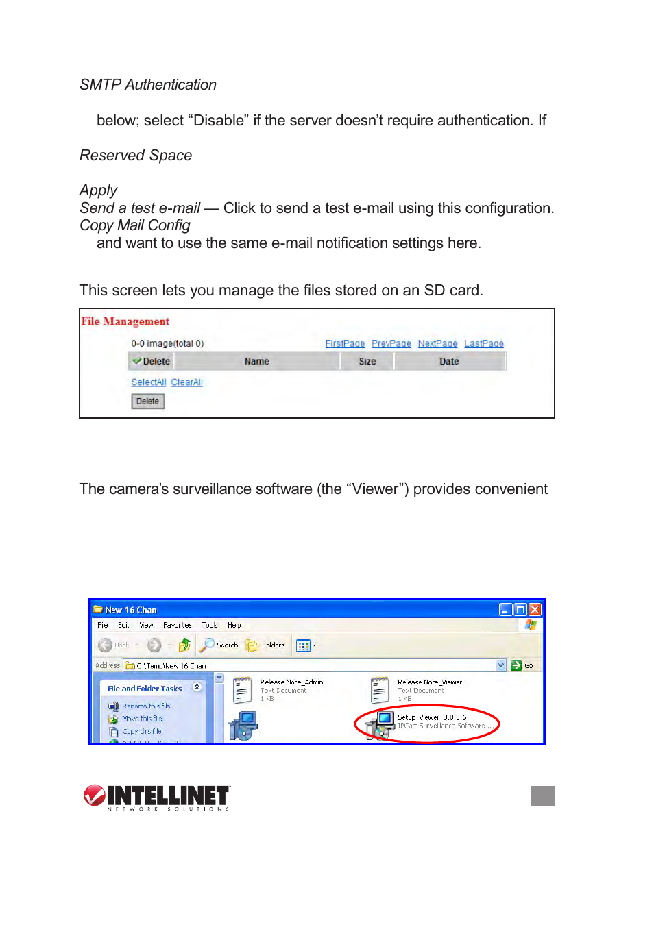 4 surveillance software, 1 installing the surveillance software, 3 file management | INTELLINET NETWORK NSC18-WN User Manual User Manual | Page 39 / 60