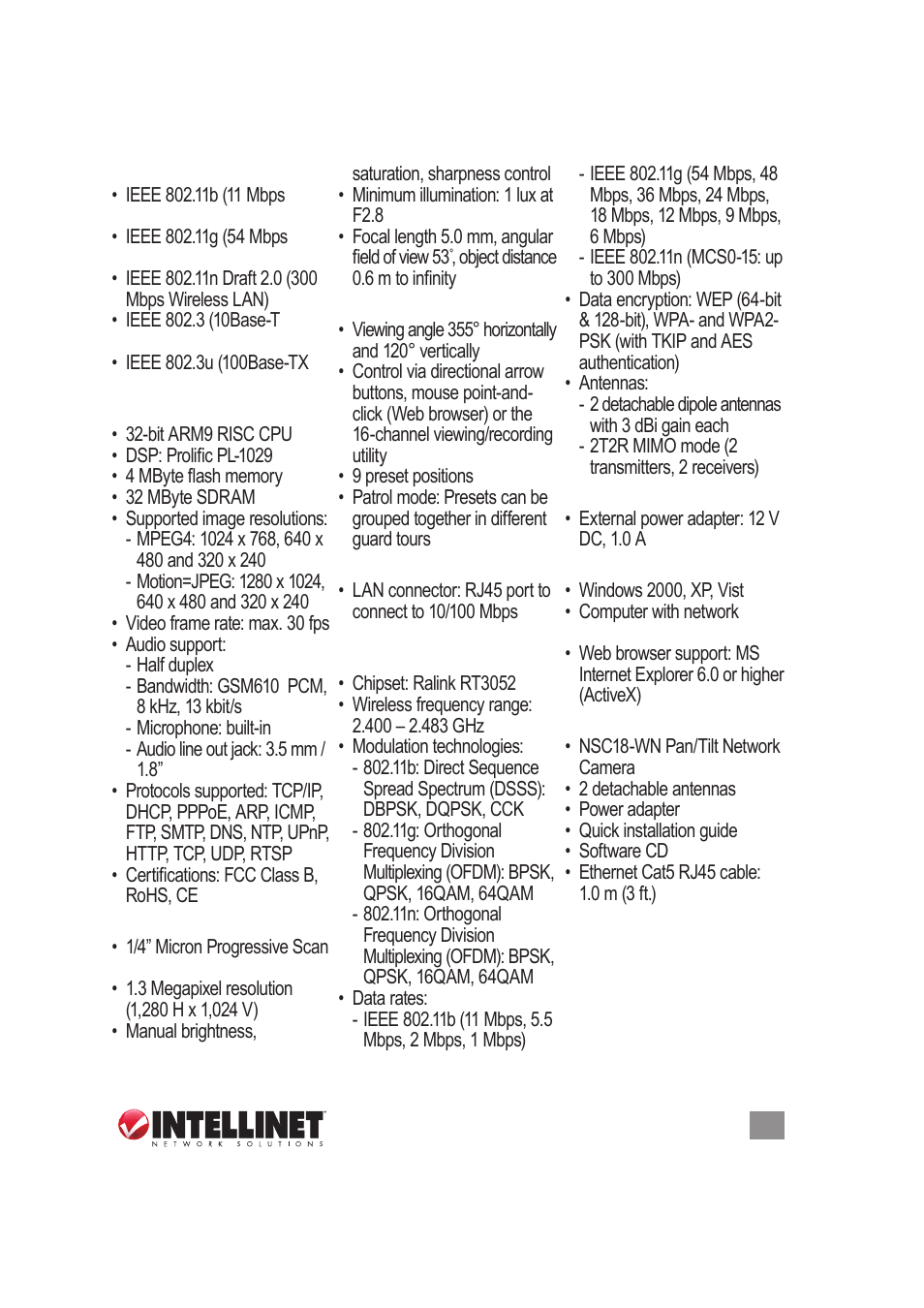 6 specifications | INTELLINET NETWORK NSC18-WN User Manual User Manual | Page 59 / 60