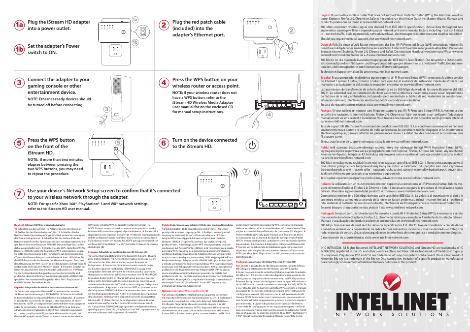 12vdc on/off reset/wps 4 wan radio | INTELLINET NETWORK 525282 iStream HD Wireless Media Adapter Quick Install Guide User Manual | Page 2 / 2